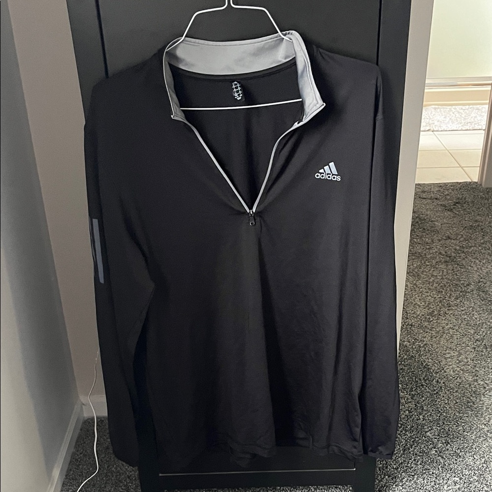 Adidas Black and Gray Quarter-Zip Top